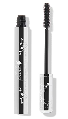 100% PURE Ultra Lengthening Mascara Dramatic Intense Volume & Length Natural Fruit Pigmented Voluminous Eyelash Makeup No Clumping, Smudging or Flaking - Vegan, Black Tea Color