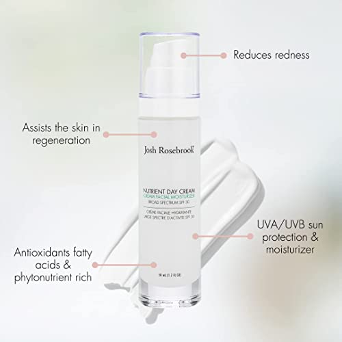 Josh Rosebrook Nutrient Day Cream - Regenerating Facial Moisturizer, High Protection Broad Spectrum Sunscreen SPF 30, Reef Safe