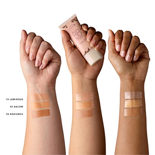 100% PURE BB Cream Shade 20 Aglow Full Face Coverage Skin Care & Glow - All-In-One Primer Concealer & Foundation Makeup - Shimmery, Dewy Youth Medium Color w/Warm Undertone