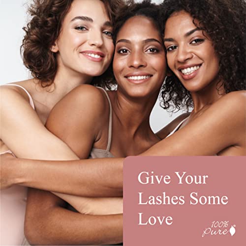 100% PURE Ultra Lengthening Mascara Dramatic Intense Volume & Length Natural Fruit Pigmented Voluminous Eyelash Makeup No Clumping, Smudging or Flaking - Vegan, Black Tea Color